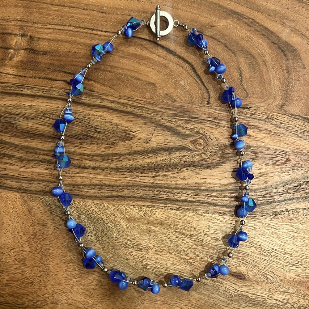 Blue Crystal Beaded Necklace